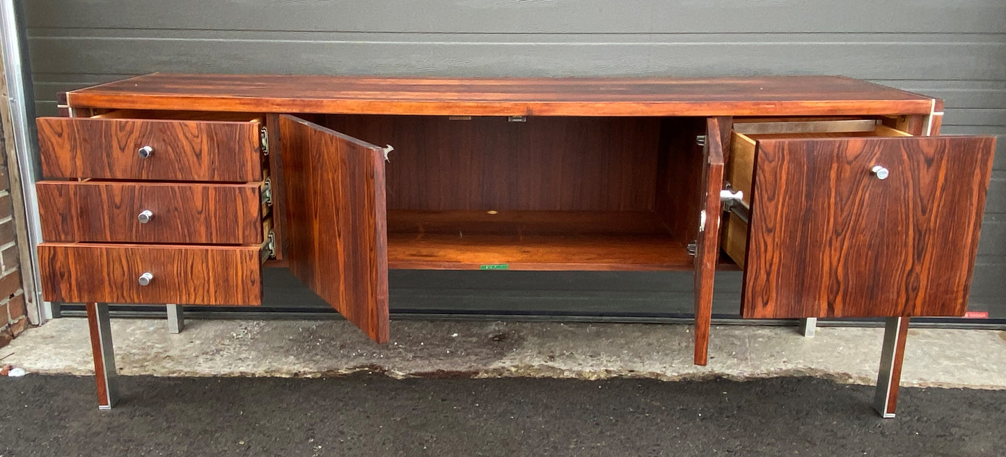 REFINISHED MCM rosewood credenza by Herman Miller for Biltrite w finished back