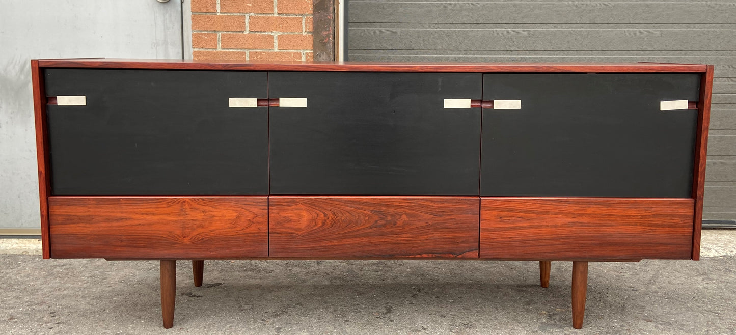 REFINISHED Mid Century Modern Rosewood Credenza w doors & drawers 73.5", Perfect