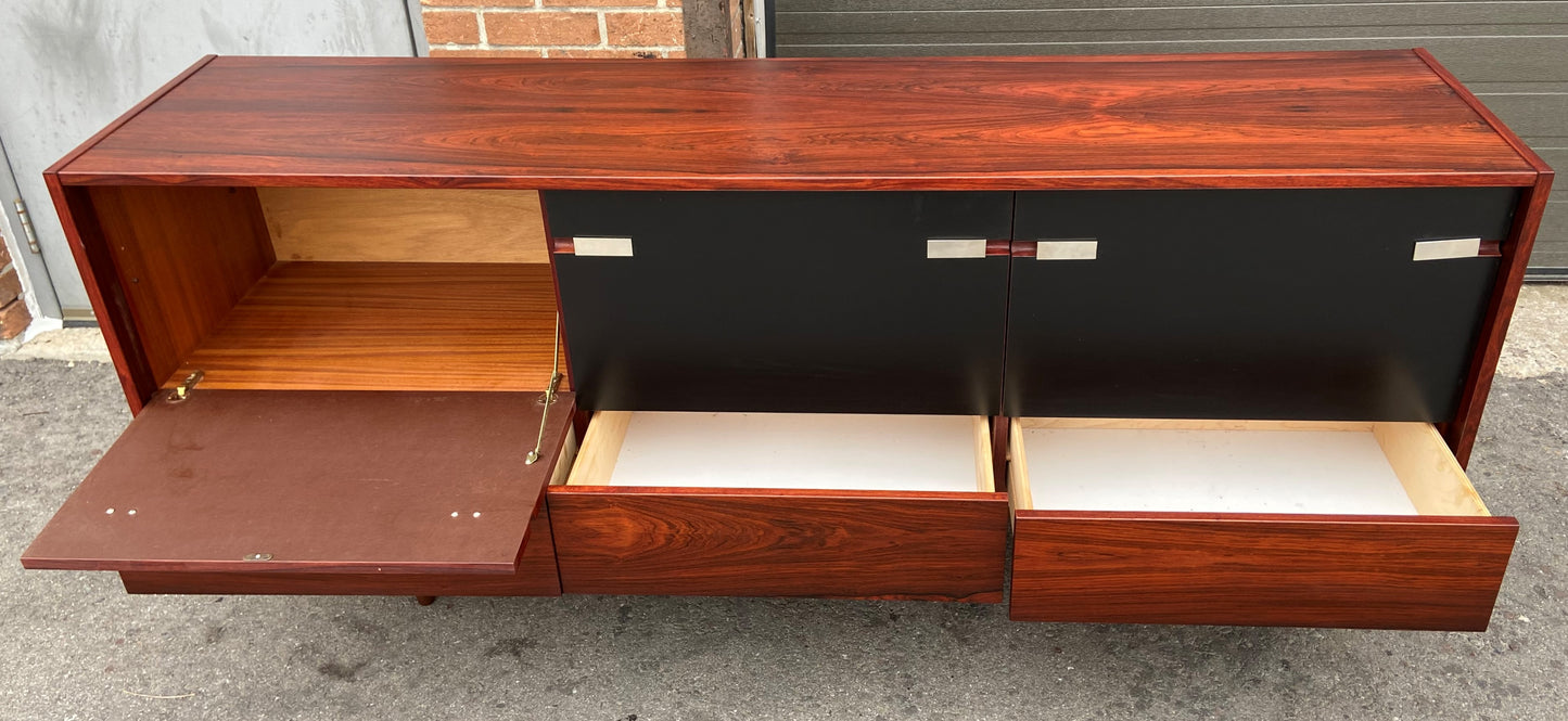 REFINISHED Mid Century Modern Rosewood Credenza w doors & drawers 73.5", Perfect