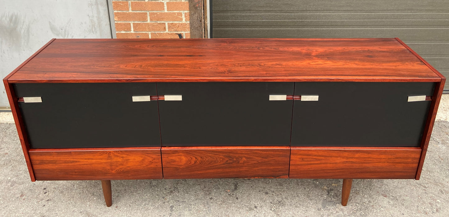 REFINISHED Mid Century Modern Rosewood Credenza w doors & drawers 73.5", Perfect