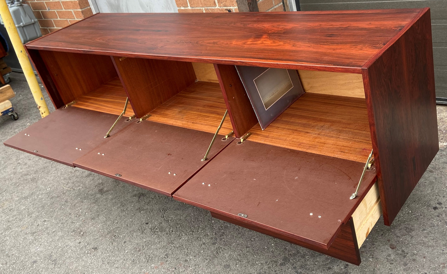 REFINISHED Mid Century Modern Rosewood Credenza w doors & drawers 73.5", Perfect