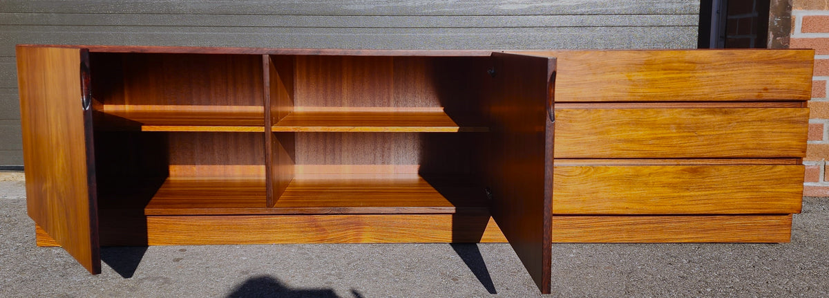 Danish Mid Century Modern Rosewood Credenza Media TV Console Low 79
