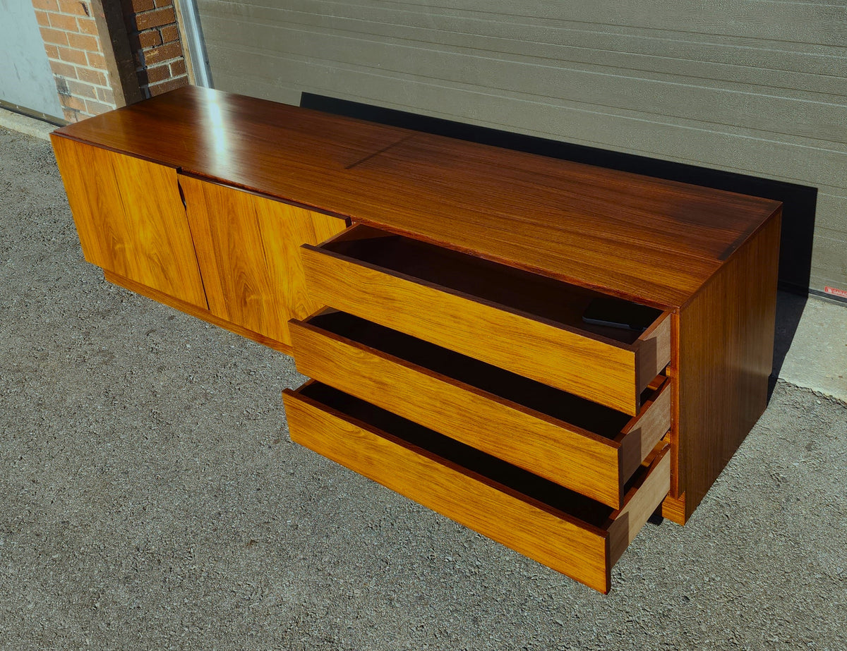 Danish Mid Century Modern Rosewood Credenza Media TV Console Low 79