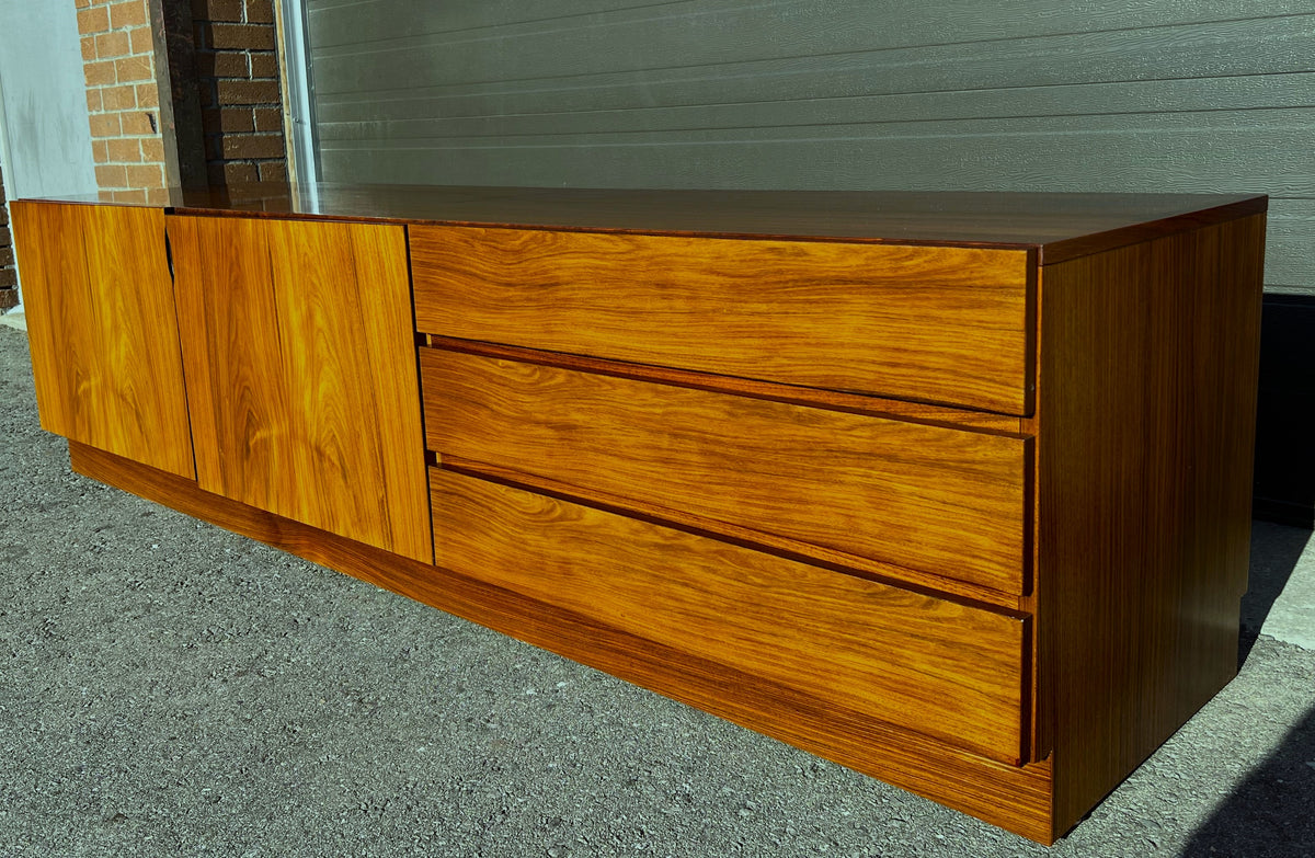 Danish Mid Century Modern Rosewood Credenza Media TV Console Low 79
