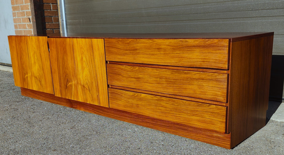 Danish Mid Century Modern Rosewood Credenza Media TV Console Low 79