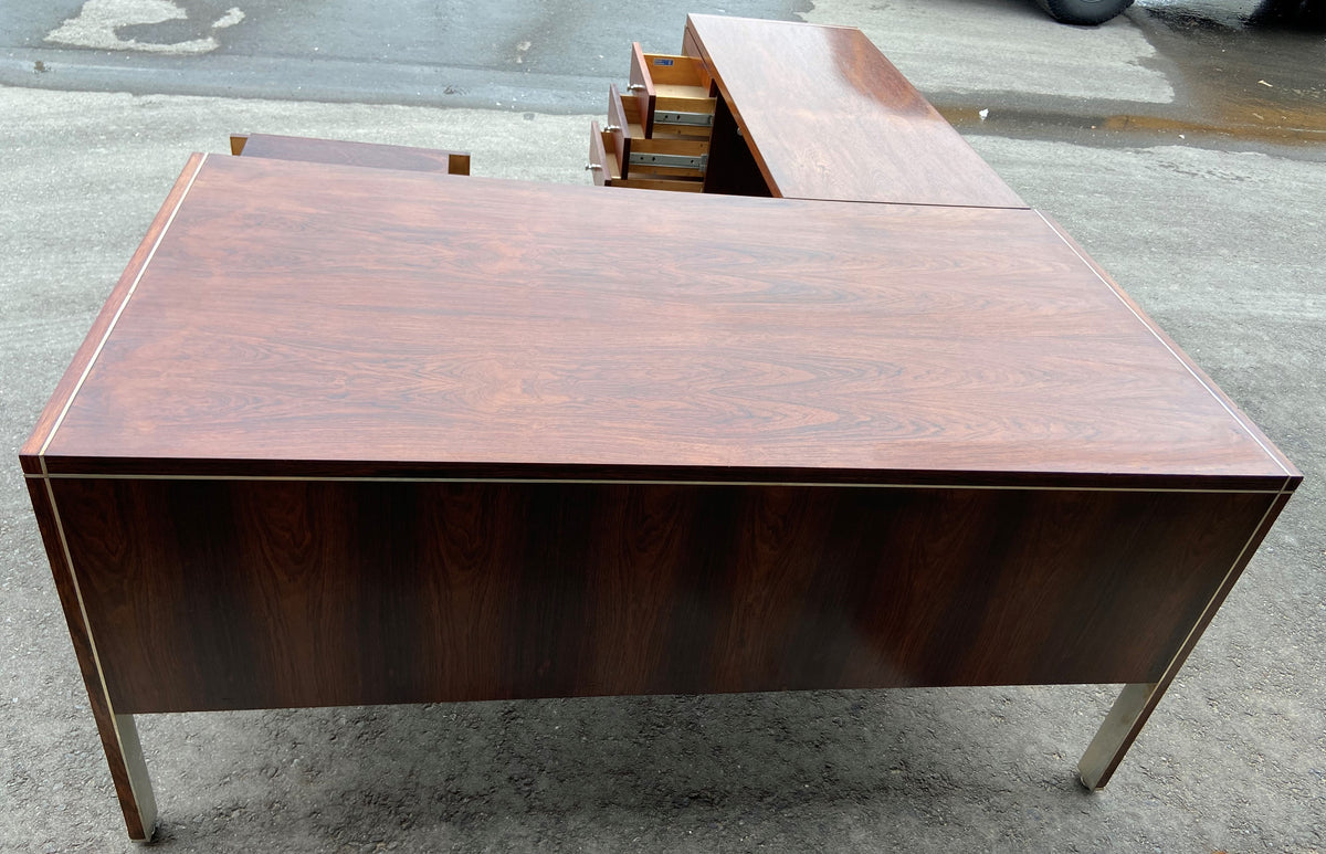 REFINISHED MCM Executive Rosewood Desk L-Shaped by H.Miller for Biltrite