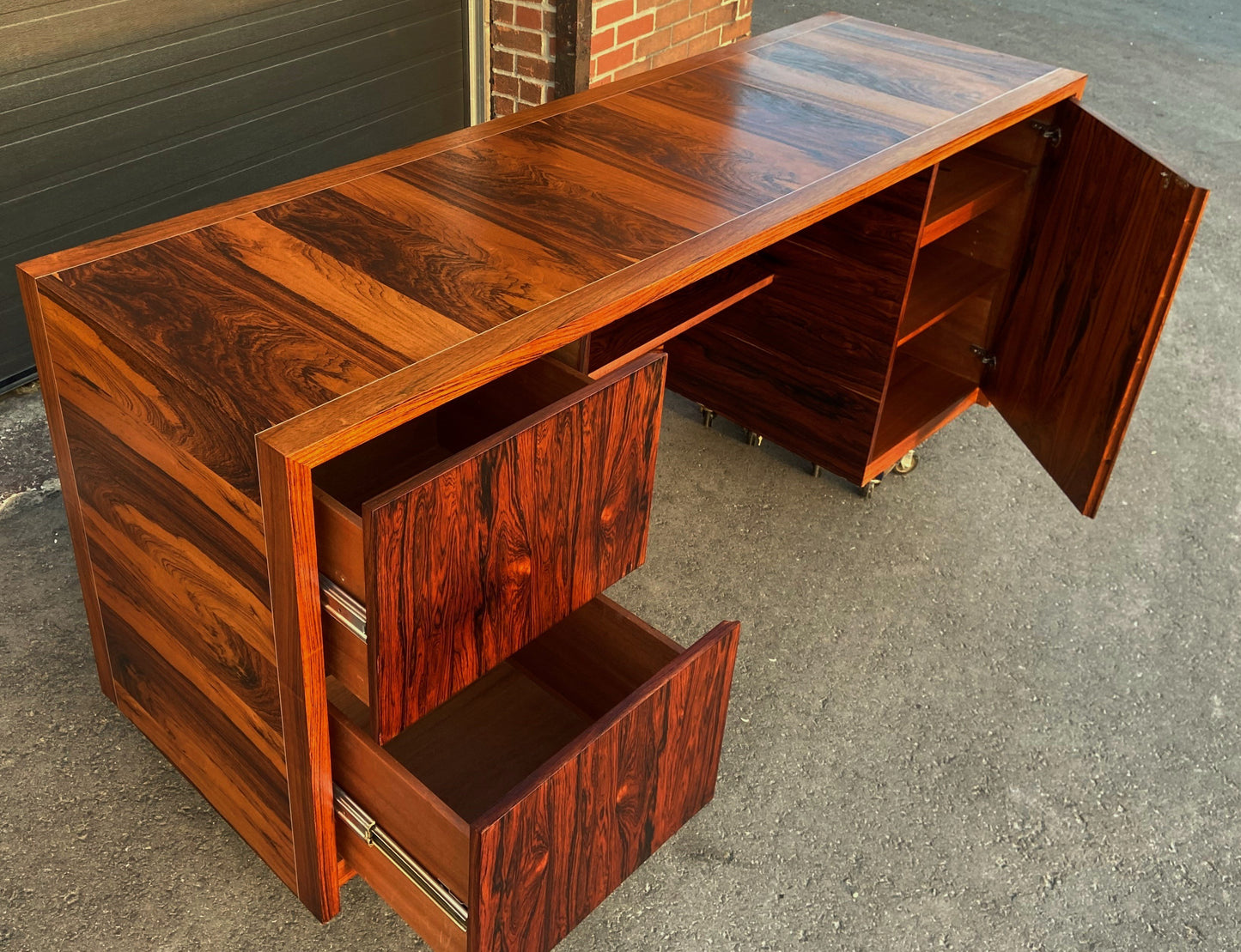 REFINISHED MCM rosewood credenza by Leif Jacobsen