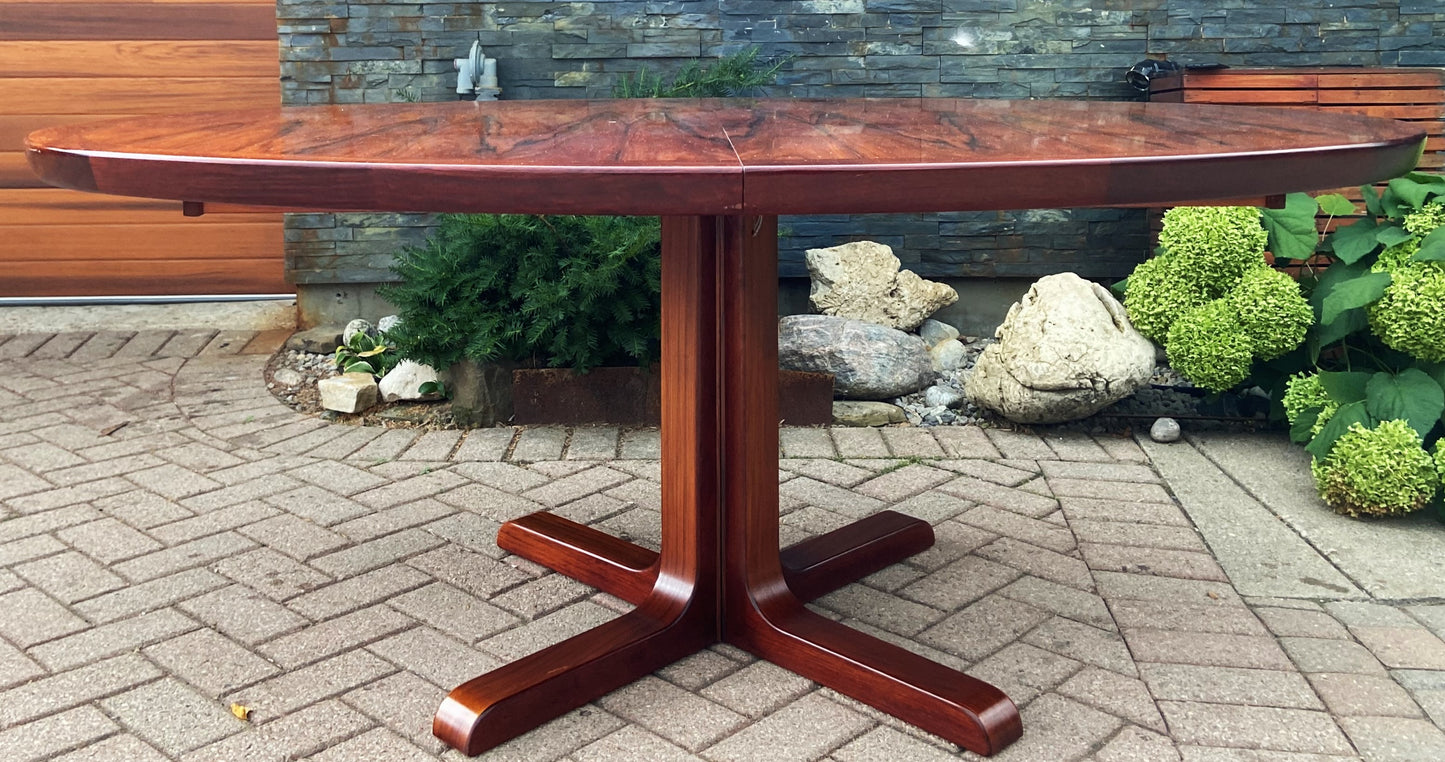 RESTORED Danish Mid Century Modern Rosewood Table Oval w 2 leaves by Skovby 71"-110", MINT