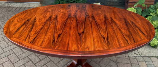 RESTORED Danish Mid Century Modern Rosewood Table Oval w 2 leaves by Skovby 71"-110", MINT