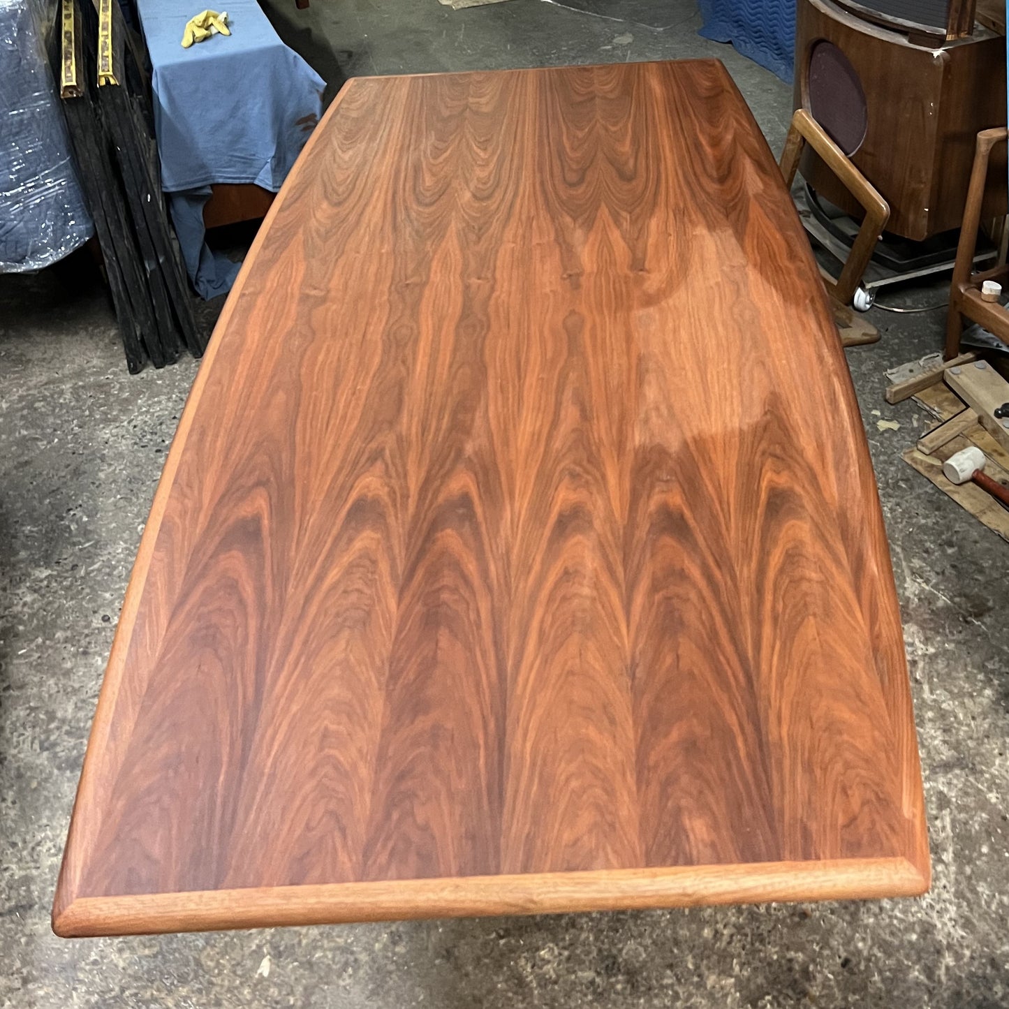 REFINISHED Mid Century Modern Rosewood Dining Table with Tulip Base 84"