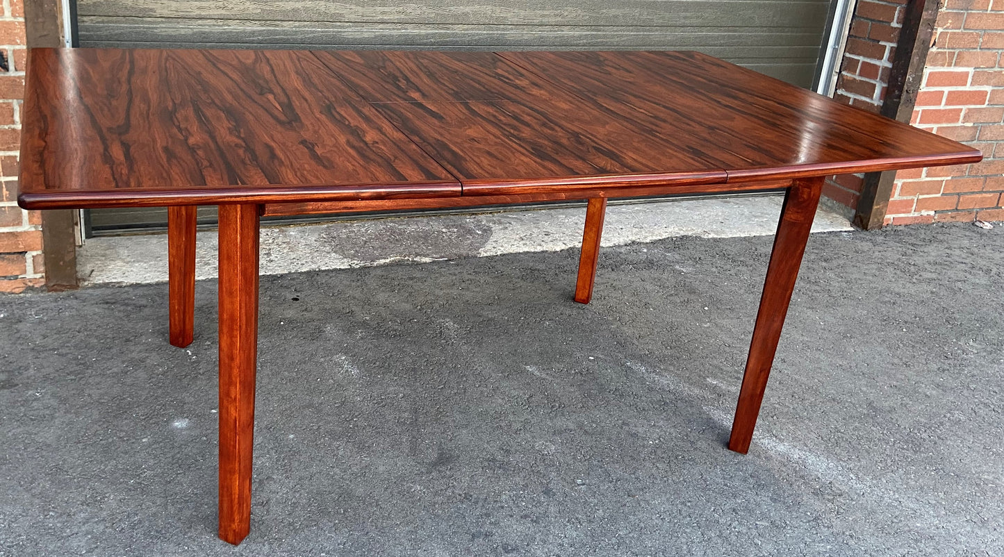 REFINISHED Danish MCM Brazilian Rosewood Table w butterfly leaf 52"-72.5" PERFECT