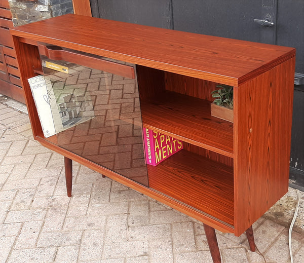 RESTORED Swedish MCM Rosewood Display by Troeds 51" with tinted glass door & lighting PERFECT