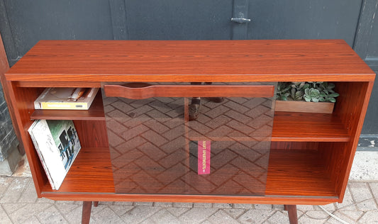 RESTORED Swedish MCM Rosewood Display by Troeds 51" with tinted glass door & lighting PERFECT