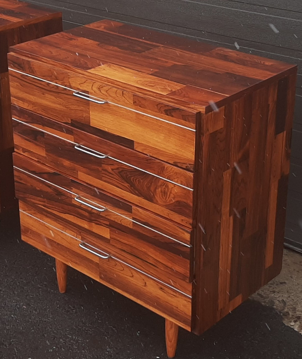 REFINISHED MCM Rosewood Patchwork Cabinet with 4 drawers 28", perfect