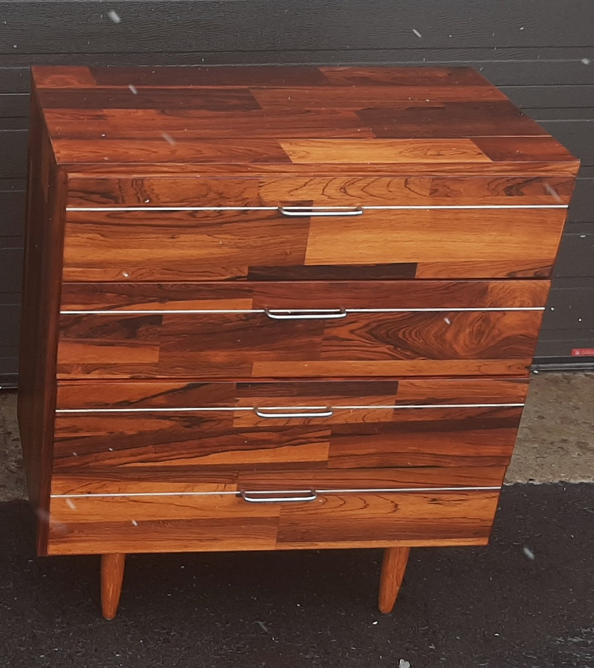 REFINISHED MCM Rosewood Patchwork Cabinet with 4 drawers 28