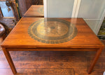 REFINISHED MCM Rosewood Draw Leaf Table with copper inlay  60