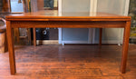 REFINISHED MCM Rosewood Draw Leaf Table with copper inlay  60