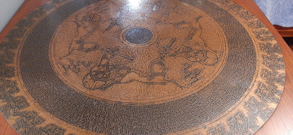 REFINISHED MCM Rosewood Draw Leaf Table with copper inlay  60
