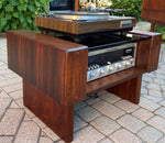 REFINISHED Mid Century Modern Rosewood Accent Table with storage & tinted glass top 2