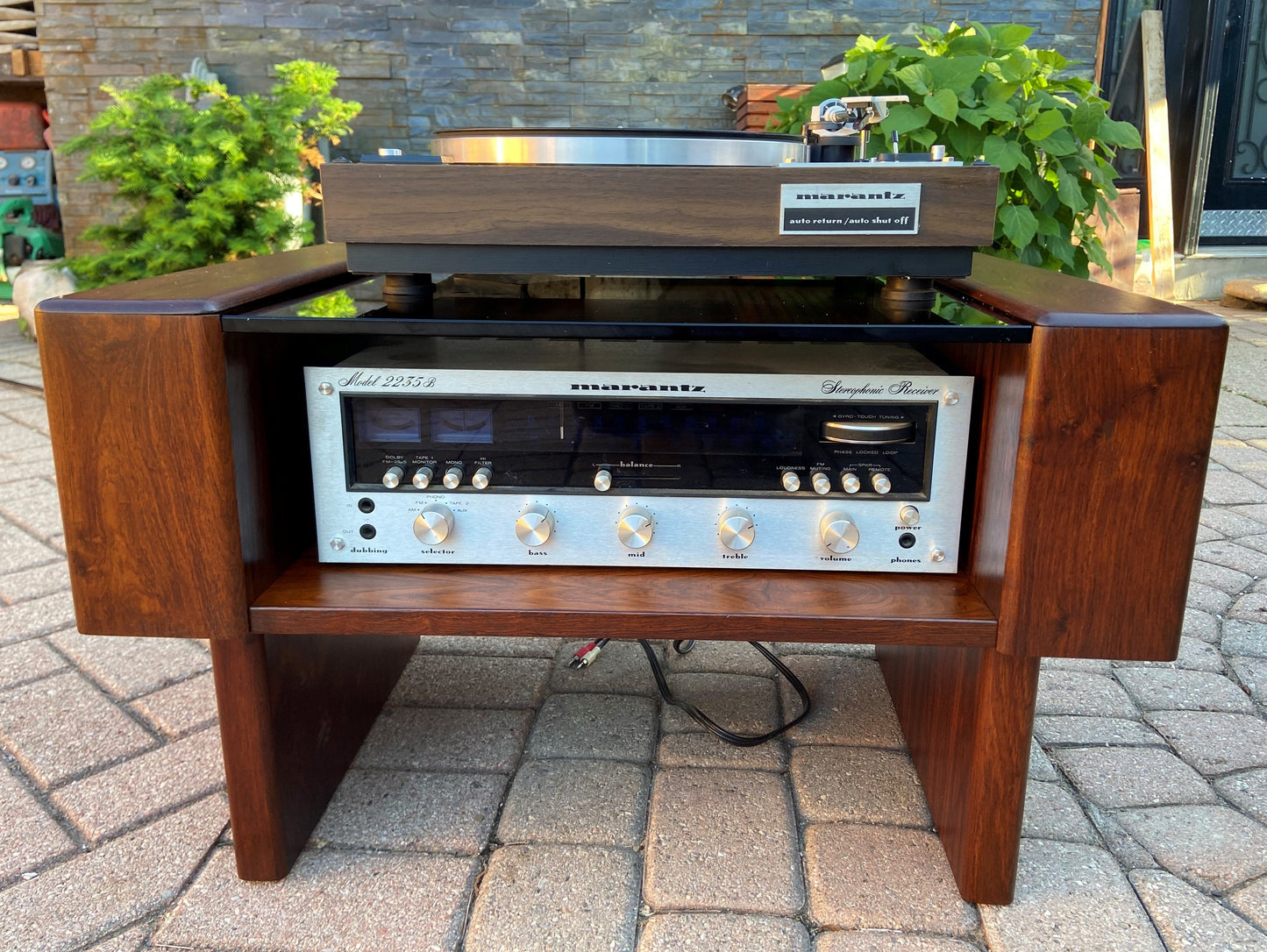 REFINISHED Mid Century Modern Rosewood & Glass End Table with Storage