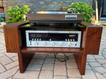 REFINISHED Mid Century Modern Rosewood & Glass End Table with Storage 3