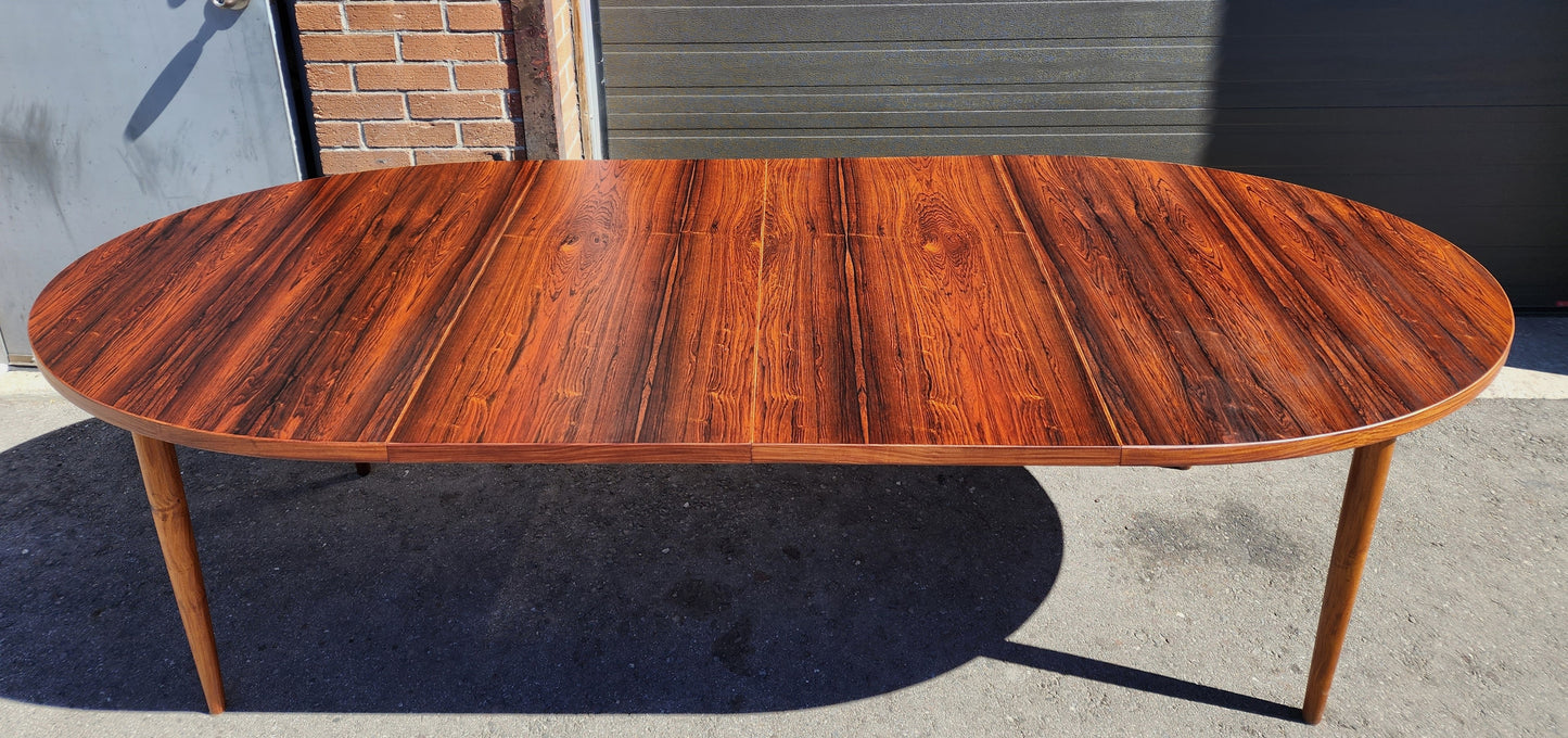REFINISHED Mid Century Modern Rosewood Table Oval w 2 Leaves 60"-100"