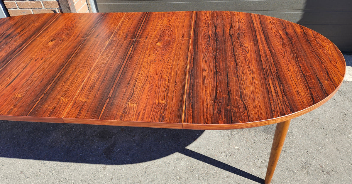 REFINISHED Mid Century Modern Rosewood Table Oval w 2 Leaves 60