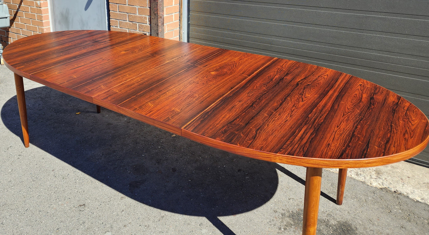 REFINISHED Mid Century Modern Rosewood Table Oval w 2 Leaves 60"-100"