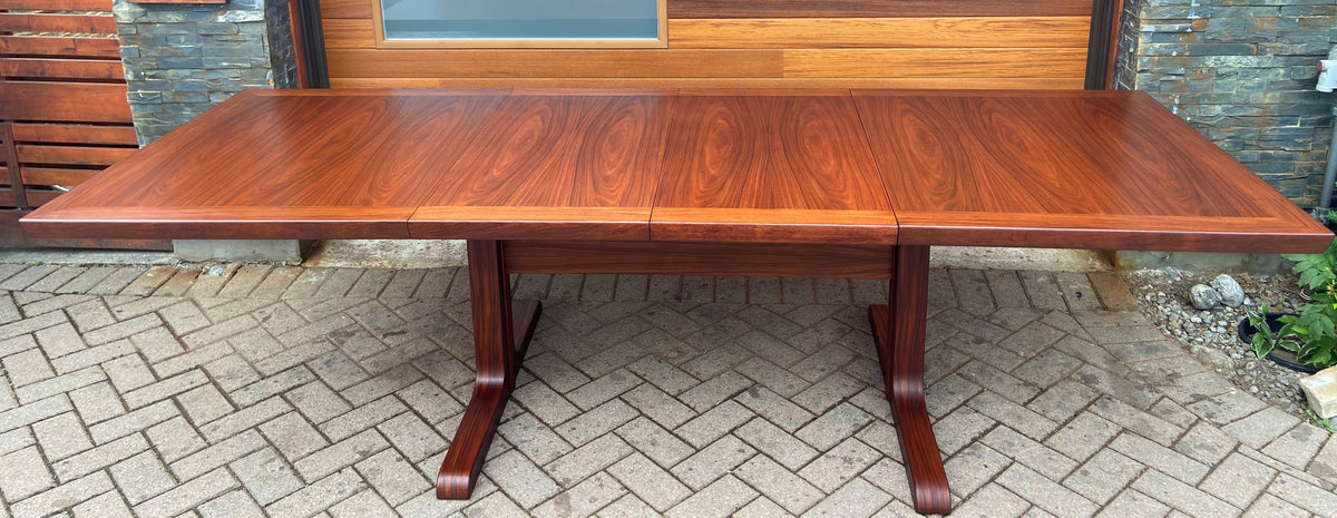 REFINISHED Mid Century Modern Rosewood Table w 2 Leaves, 64.5