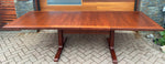 REFINISHED Mid Century Modern Rosewood Table w 2 Leaves, 64.5