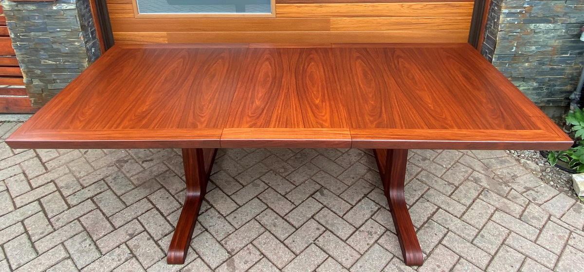 REFINISHED Mid Century Modern Rosewood Table w 2 Leaves, 64.5