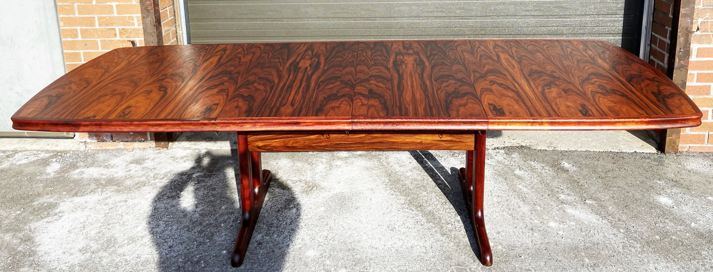 REFINISHED Large Mid Century Modern Rosewood Table Selfstoring, 66"-105", PERFECT