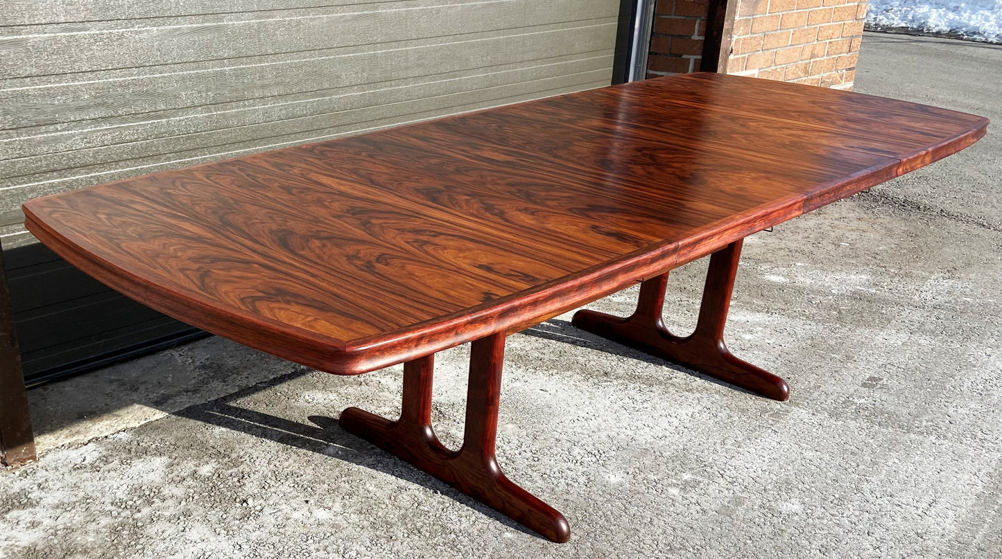 REFINISHED Large Mid Century Modern Rosewood Table Selfstoring, 66"-105", PERFECT