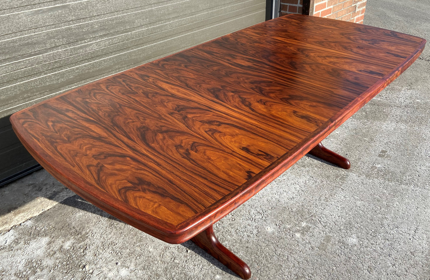 REFINISHED Large Mid Century Modern Rosewood Table Selfstoring, 66"-105", PERFECT