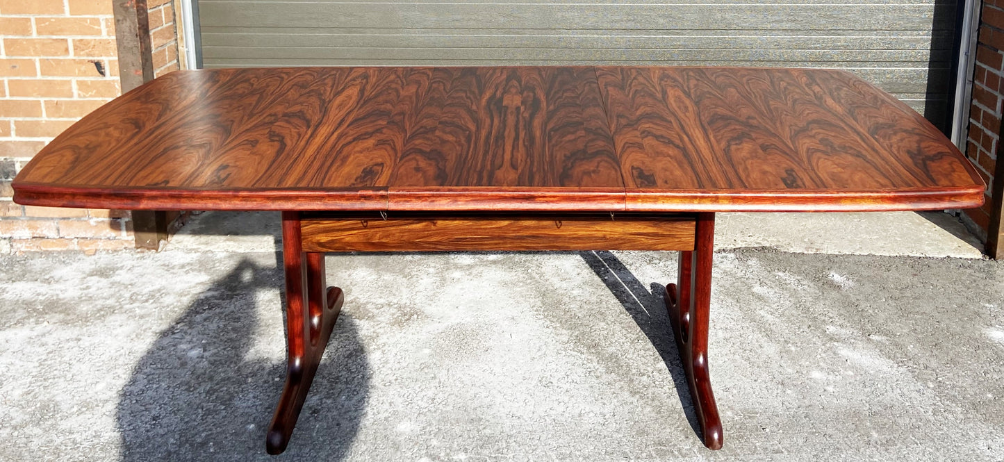 REFINISHED Large Mid Century Modern Rosewood Table Selfstoring, 66"-105", PERFECT