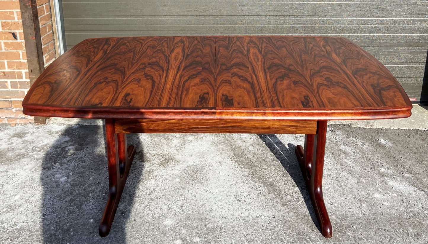 REFINISHED Large Mid Century Modern Rosewood Table Selfstoring, 66"-105", PERFECT