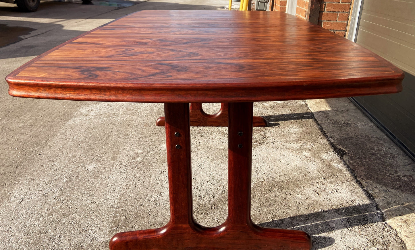 REFINISHED Large Mid Century Modern Rosewood Table Selfstoring, 66"-105", PERFECT