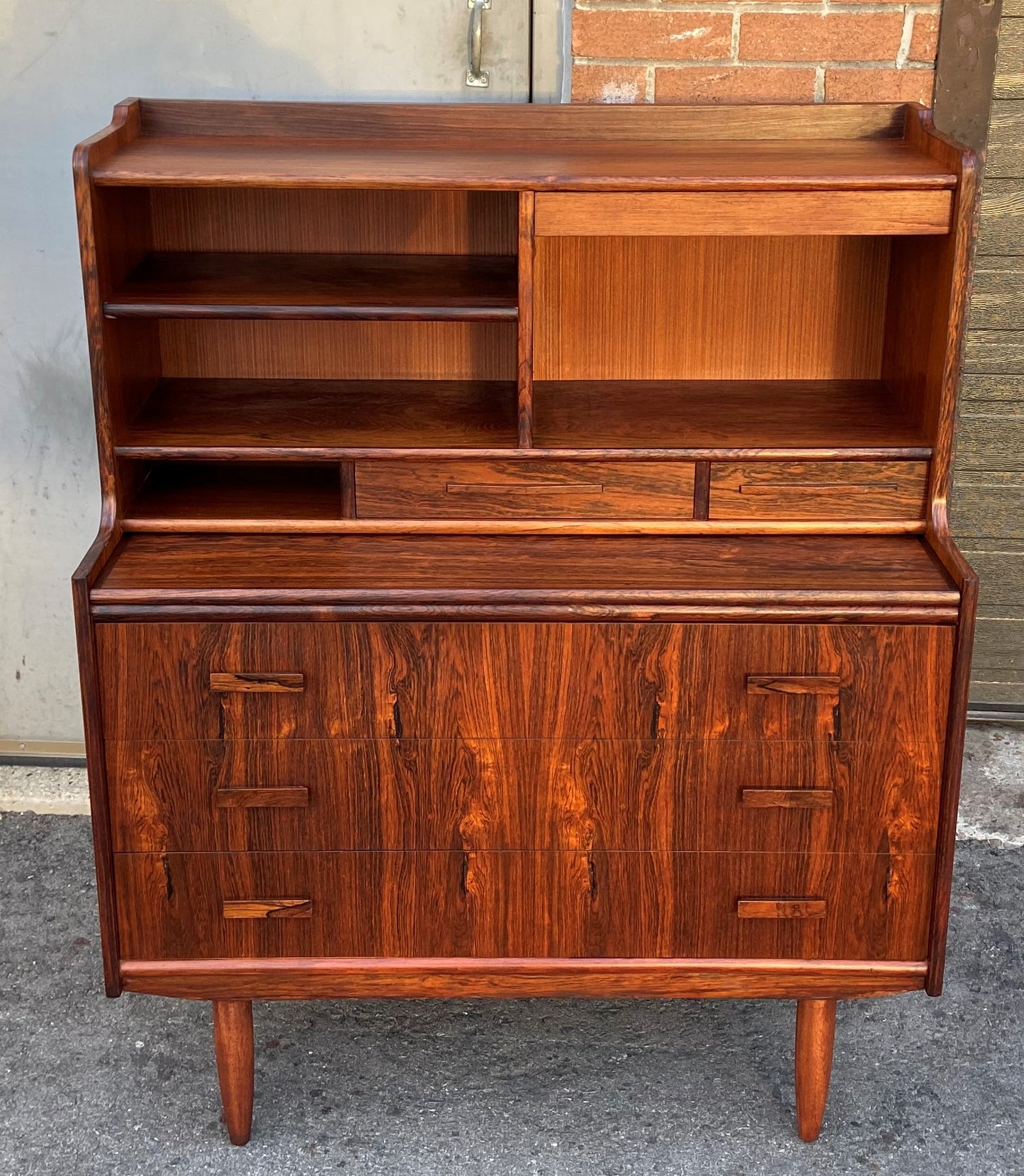 REFINISHED Danish Mid Century Modern Rosewood Vanity or Secretary Desk