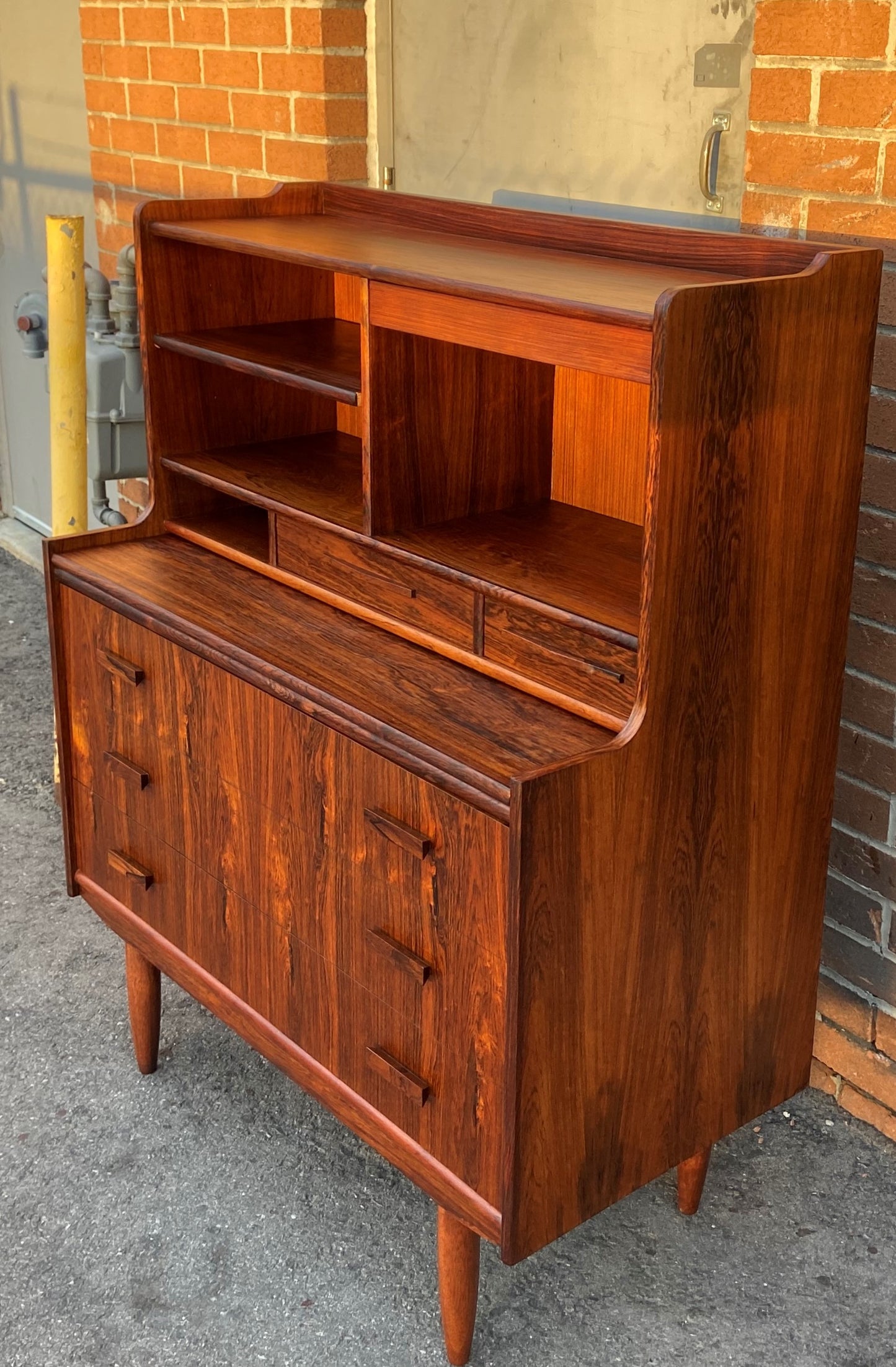 REFINISHED Danish Mid Century Modern Rosewood Vanity or Secretary Desk