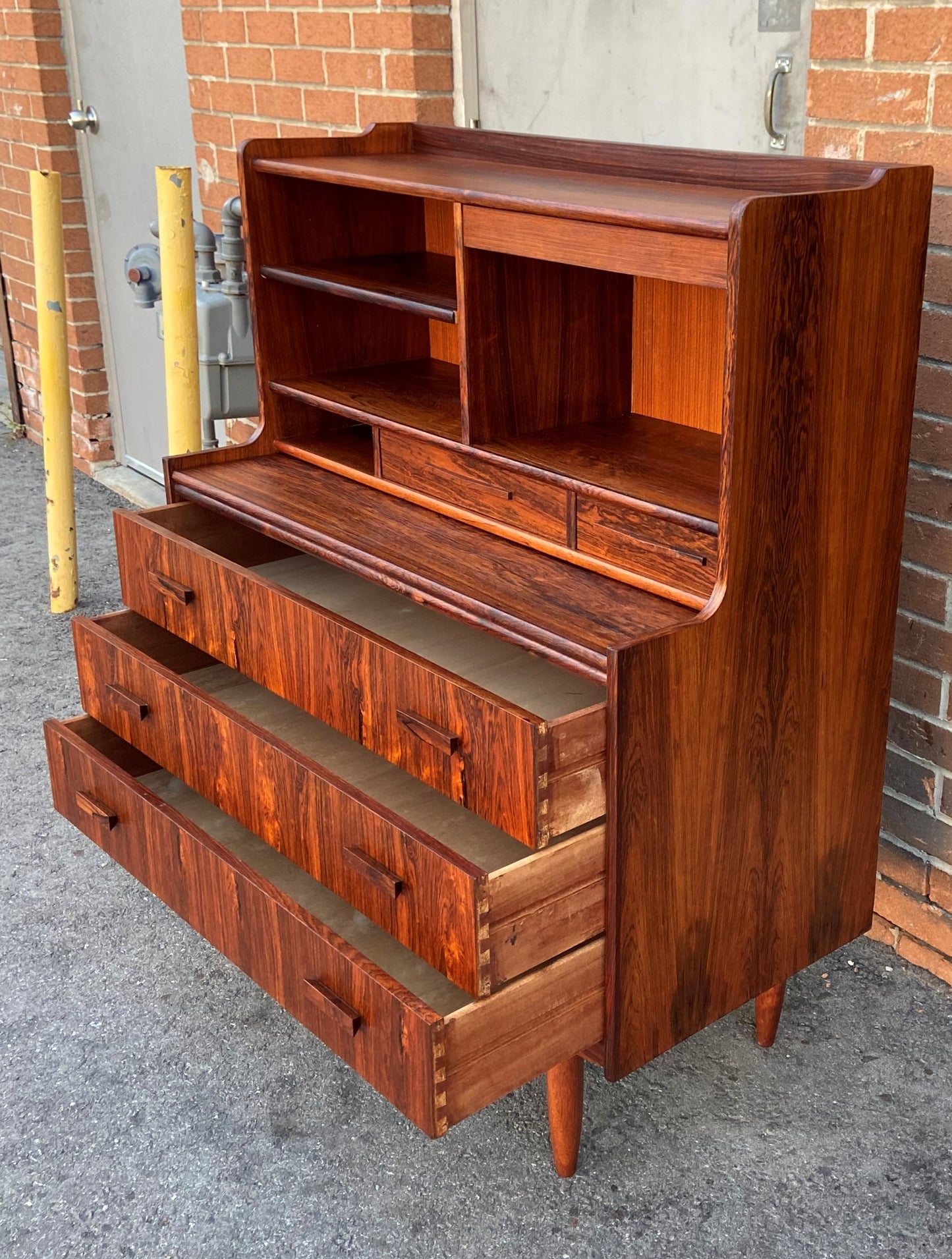 REFINISHED Danish Mid Century Modern Rosewood Vanity or Secretary Desk