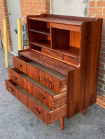 REFINISHED Danish Mid Century Modern Rosewood Vanity or Secretary Desk 5