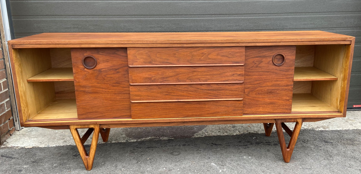 REFINISHED MCM Walnut Sideboard TV Media Console 70