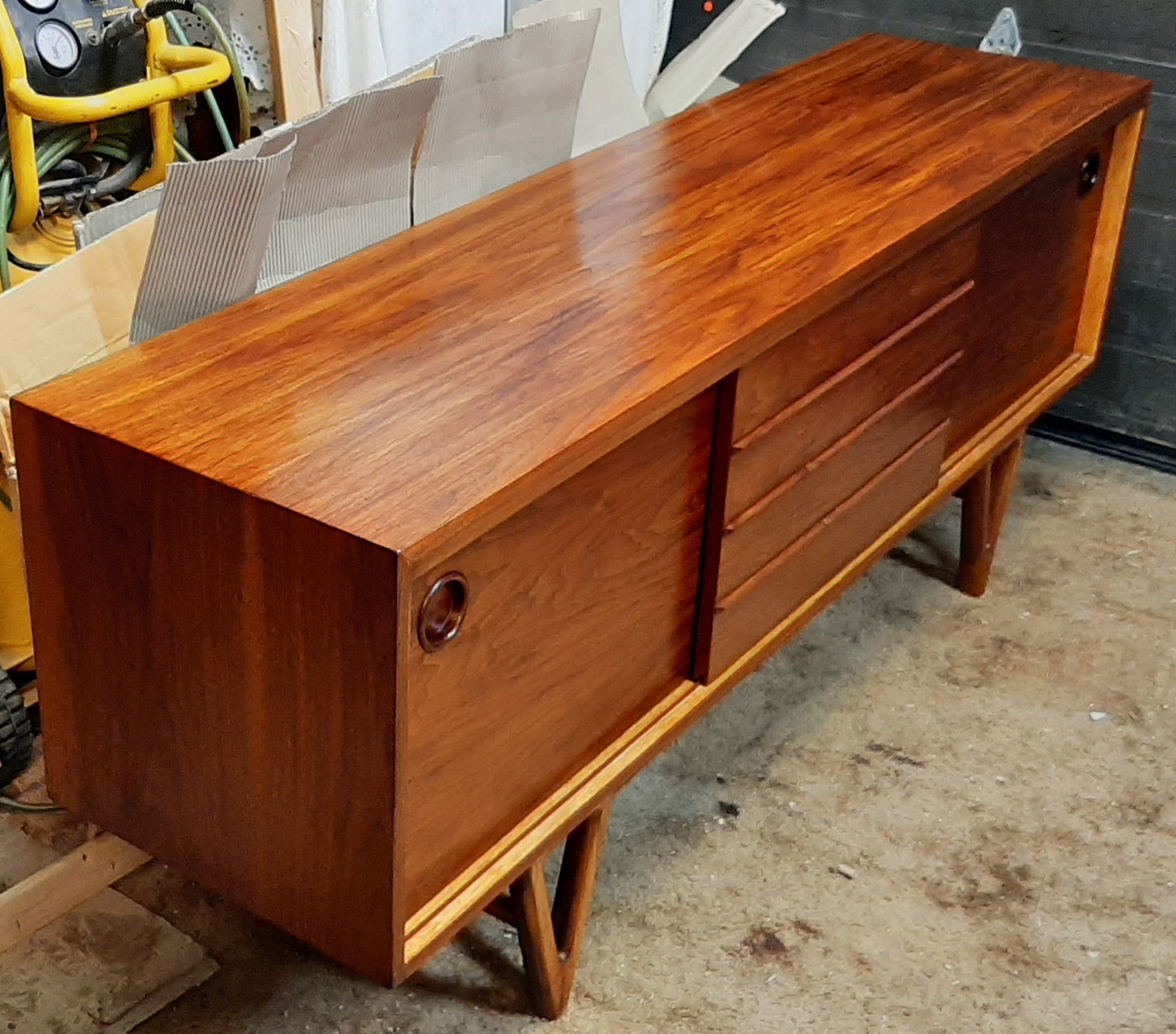 REFINISHED MCM Walnut Sideboard TV Media Console 70"