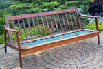 REFINISHED Mid Century Modern 3-Seater Sofa NEW CUSHIONS in Knoll stain resistant grey fabric 8