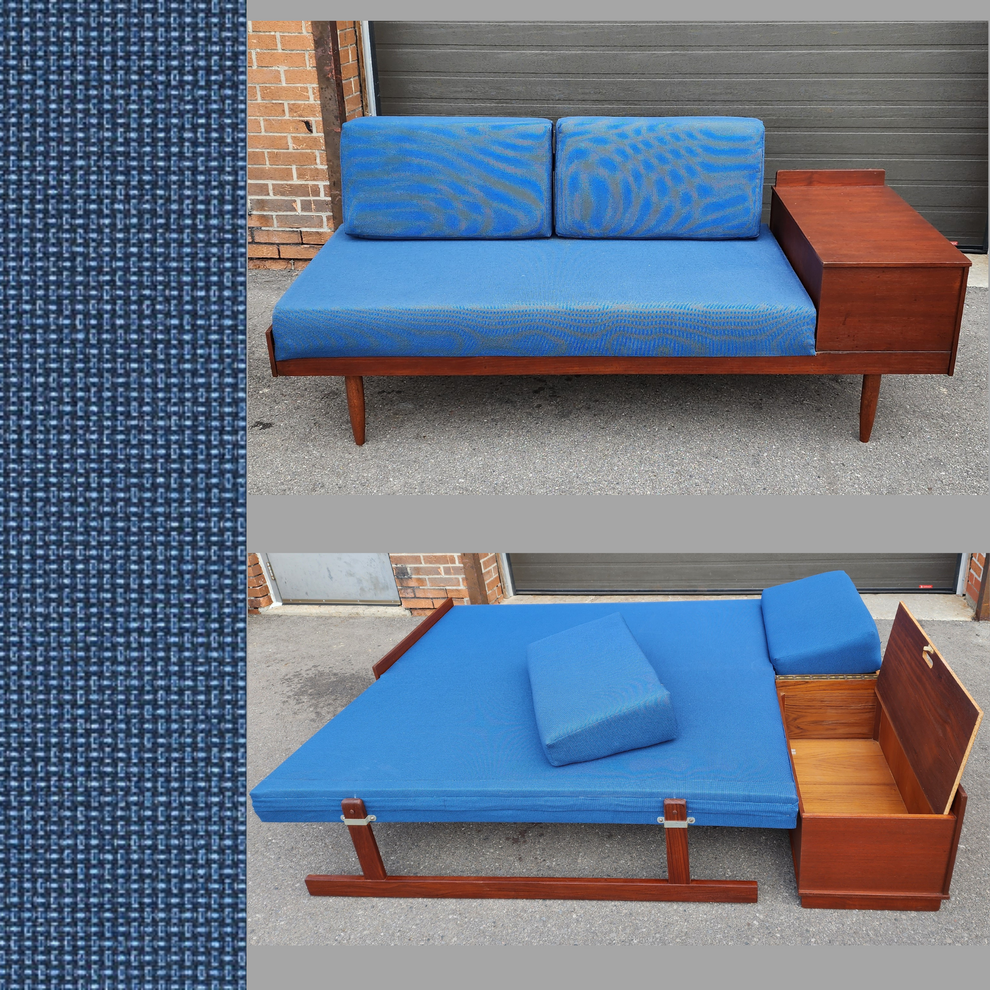 REFINISHED REUPHOLSTERED Mid Century Modern Teak Sofa Bed by Hove Mo