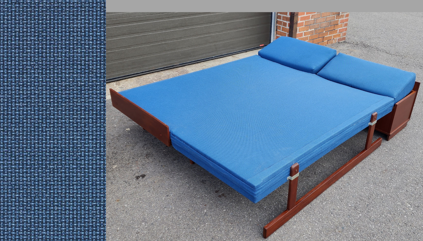 REFINISHED REUPHOLSTERED Mid Century Modern Teak Sofa - Bed by Hove Mobler