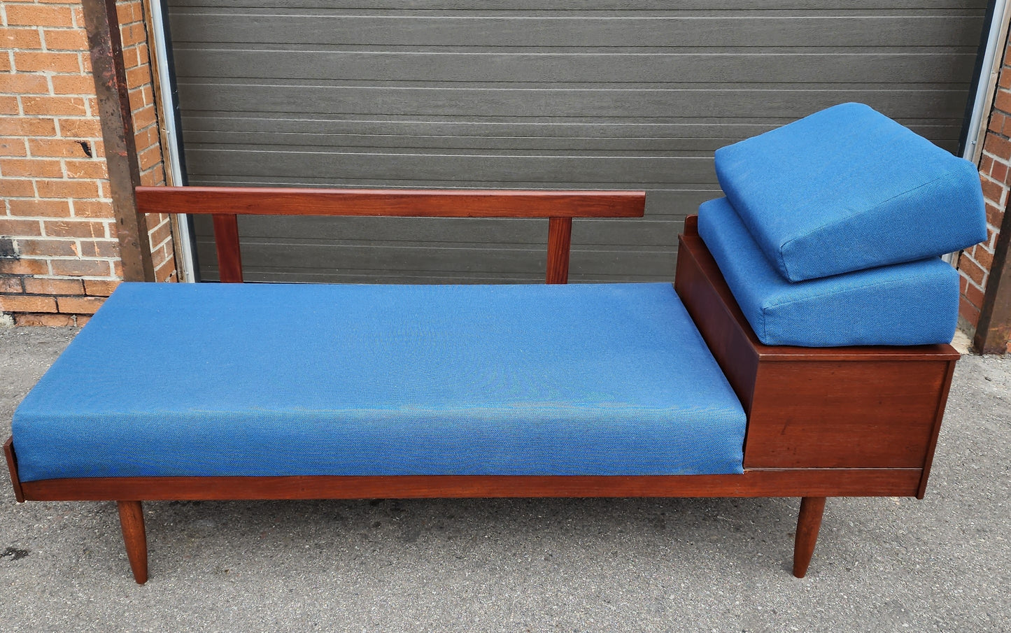 REFINISHED REUPHOLSTERED Mid Century Modern Teak Sofa - Bed by Hove Mobler