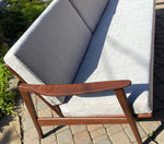 REFINISHED Mid Century Modern 3-Seater Sofa NEW CUSHIONS in Knoll stain resistant grey fabric 4