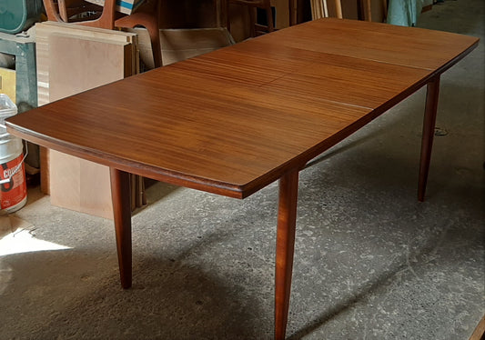 REFINISHED MCM Solid Teak Mahogany Table with butterfly extension 60"-84" PERFECT - Mid Century Modern Toronto