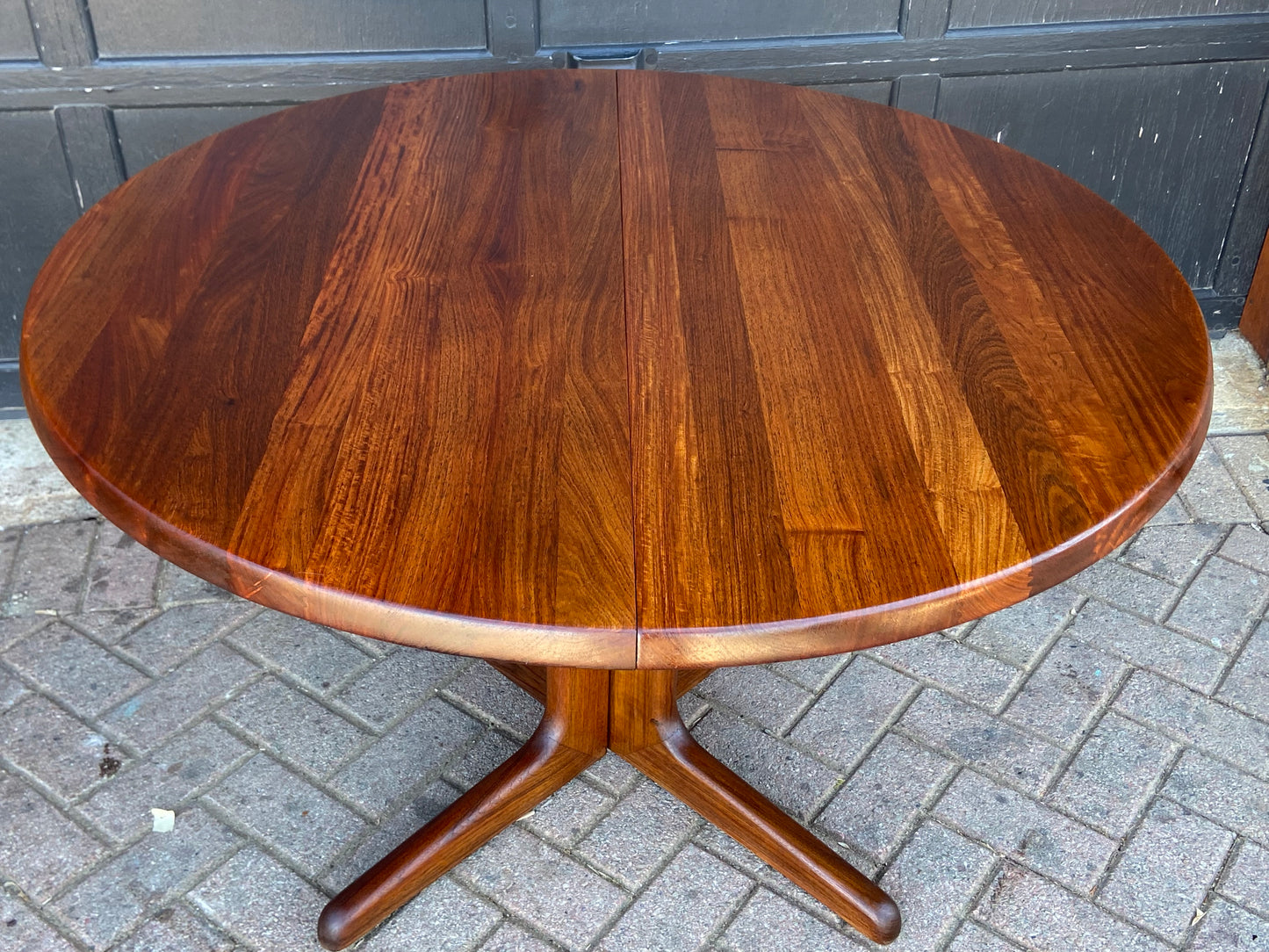 REFINISHED Rare MCM SOLID Rosewood Table Round w 1 Leaf 47" - 72" PERFECT